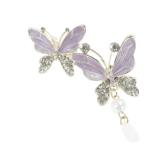Unique Bargains 1 Pc Butterfly Pendant French Barrette Hair Clips Hairdo Clip for Home Purple