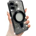 thumbnail image 1 of Funda magnética con purpurina para iPhone 17 [compatible con MagSafe], con brillantes diamantes de imitación y soporte, de lujo, a prueba de golpes y con protección para cámara, 1 of 6