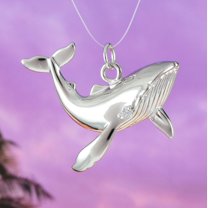 Unique Hawaiian Humpback Whale Necklace, Sterling Silver Hawaiian Whale Pendant, N6011 Birthday Mom Anniversary Valentine Gift,