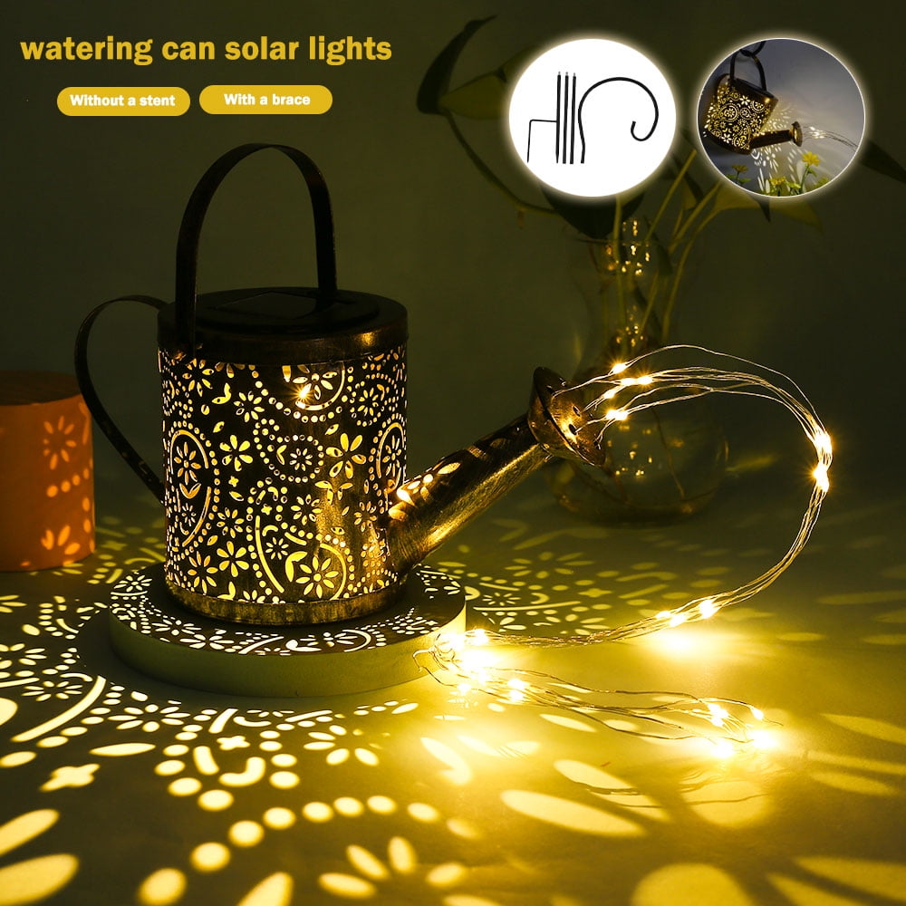 Willstar LED Solar Powered Watering Can Lights Hollow Solar Firefly