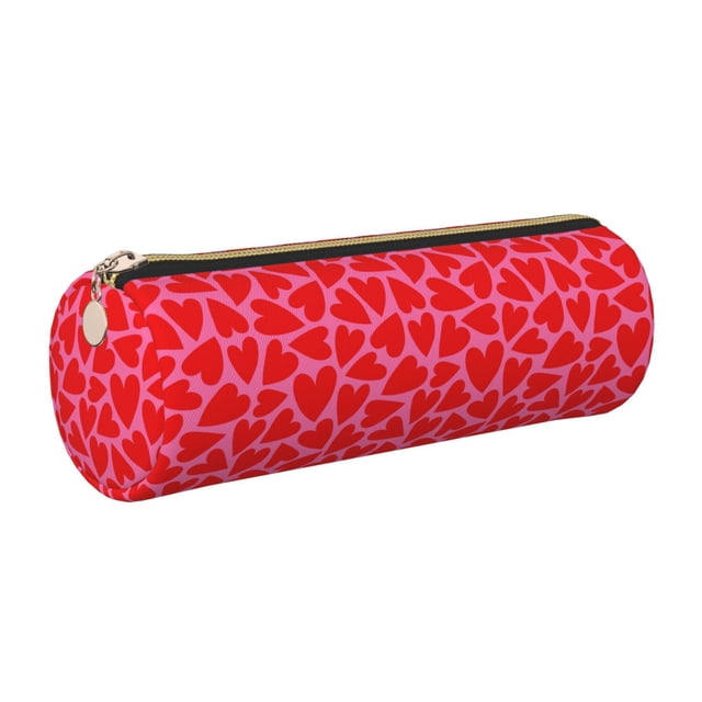 Disketp Love Heart Estuche Organizador de Lápices de Cuero, Estuche de Oficina con Cremallera para Bolígrafo y Lápiz