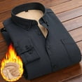 thumbnail image 2 of ZQUUVOU Men's Fleece Lined Shirts Long Sleeve Plush Collared Button Front Jacket with Pocket Warm Winter Tops Black, 2 of 6