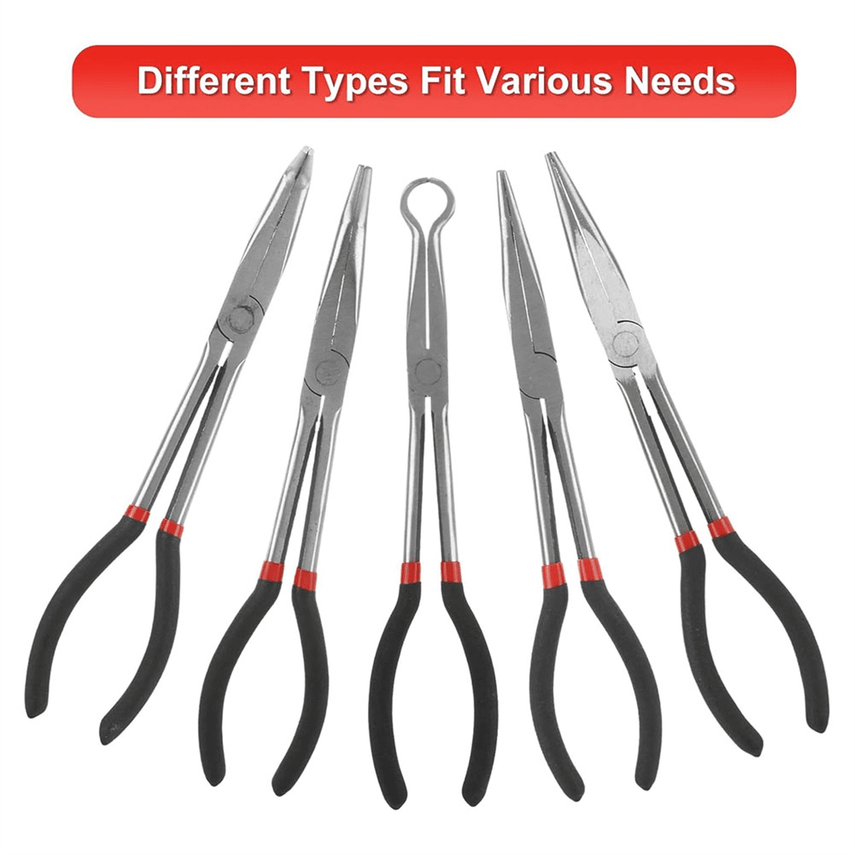 Long Needle Nose Pliers Set, 5 In1 11 Inch Spark Plug Wire Removal Tool - Bent Needle Nose Pliers 90 4