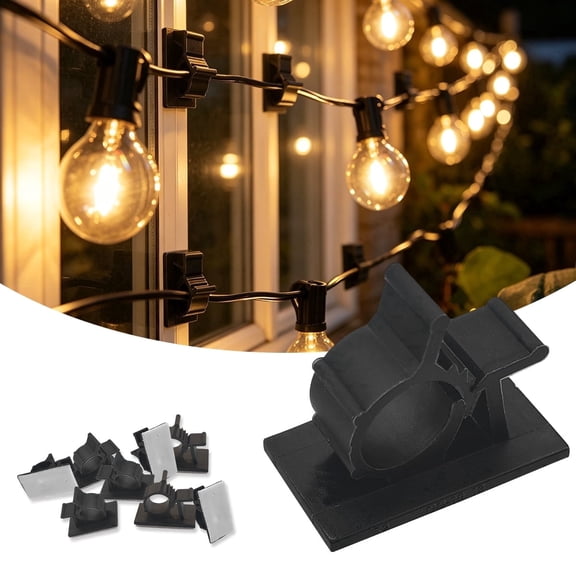 Christmas Light Clip Hooks Outdoor String Lights Clips Hooks, Heavy Duty Cable Clip with Waterproof, Adhesive Hooks for Lights Hanging (100pcs)