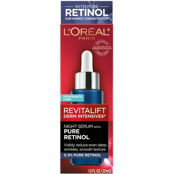 L'Oreal Paris Revitalift Derm Intensives Night Serum, 0.3% Pure Retinol, 1 fl oz