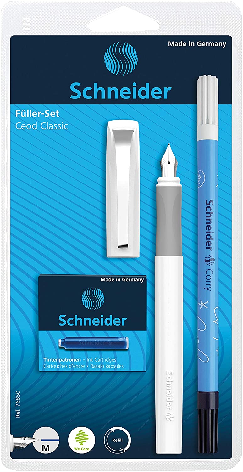 Schneider Pen, Ceod Classic, Fountain Pen (White), Cartridge Refill