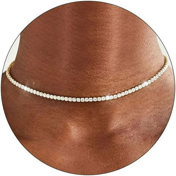 Tennis Choker Necklace 14K Gold/Silver Plated 2.5Mm 3Mm 4Mm Classic Diamond Tennis Choker Necklace Dainty Sparking Cubic Zirconia Necklace Bridal Wedding Jewelry For Women[Z1935]