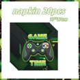 thumbnail image 1 of Decoración de fiesta de cumpleaños de videojuego verde, plato, bolsa de regalo, mantel, Gamepad, globo, Dackdrop Boy, controlador de juego, suministros para fiesta, 1 of 4