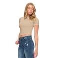 thumbnail image 4 of Natural Uniforms Womens Buttery Soft, Super Stretch Y2K Long Sleeve Baby Tee Crop Top (Sand, XX-Large), 4 of 6