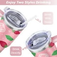 thumbnail image 5 of Strawberry Cute 40 Oz Tumbler with Handle Lid and Straw, Stainless Steel Double Walled Vacuum Insulated Cup, Cute Anniversary Wedding Birthday Gifts Tumbler for Women Men Friends Outdoor Indoor, 5 of 7