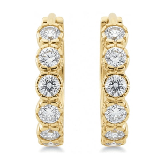 Vinali 14K Solid Yellow Gold Round Cz Huggie Earrings