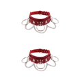 thumbnail image 2 of Guardurnaity Collar ajustable Gargantilla Cadena multicapa Colgante PU Gargantilla de cuero Chica Mujer Punk O Collar Punk Rock Gargantillas rojo 2Conjunto, 2 of 6