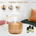 thumbnail image 4 of Homeweeks 300ml Essential Oil Diffuser, Quiet Aromatherapy Mist Diffusers for Essential Oils, Wood Grain, Ultrasonic, Remote Control, Timer, 7 Colors Light for Bedroom (300ml Yellow Wood Grain), 4 of 7