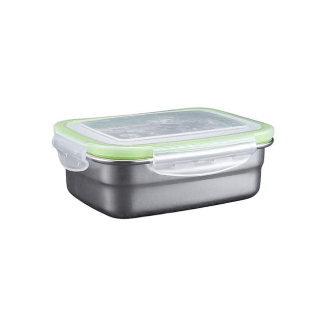Caja de Almuerzo de Acero Inoxidable 304 Refrigerador Sellado con Tapa, Organizador Rectangular de Almacenamiento de Alimentos, 20x14.5x6.5cm / 7.8x5.7x2.5In Transpreservación Contenedor Pequeña Caja