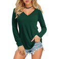thumbnail image 2 of Wuphunn Long Sleeve Shirts for Women Tops for Women's Clothing Summer Tops for Women Summer Tops Playeras Para Mujer Dressy Blouses for Women Solid Blouses Tops Work Tops for Women Army Green L, 2 of 9