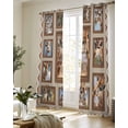 thumbnail image 5 of Brown Giraffe Sheer Curtains 84 Inch Length 2 Panels Set for Living Room/Bedroom, Wildlife Animals Vintage Geometric Kitchen Curtains Grommet Semi-Sheer Curtains Drapes Window Treatments 52"x84"x2, 5 of 7