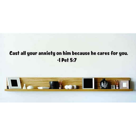 Family He cares For You Inspirational Religious Wall Decal Decoration 1 Peter 5:7 NIV Inspirational Bible Verse Lasts Years and Easily Removable - Size: 12 In(W) x 40 In(H)