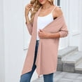 thumbnail image 5 of ClodeEU Women's Long Cardigan Sweaters ,Long Sleeve Knit Open Front Jacket,Lightweight Sweater with Pockets Pink,Womens Plus L, 5 of 7