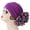 Purple, variant on Turbans Leopard Cloth Flower Head Wraps Soft Head Scarf Flower Knot Pre-Tied Bonnet Beanie Cap for Women