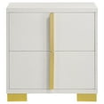 thumbnail image 2 of Dex 22 Inch Nightstand- 2 Drawers with Long Vertical Gold Handles- White, 2 of 6