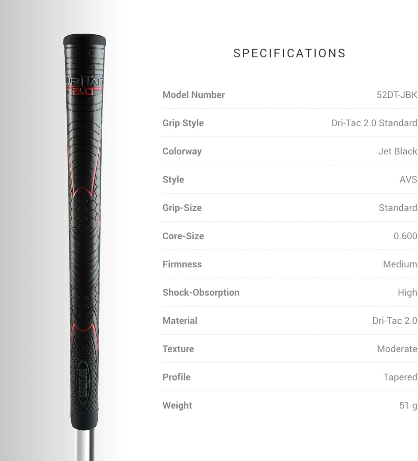 Winn Grips 52DT-JBK Dri-Tac 2.0 series Advance Polymer Technology, 13 Piece Golf Grip Bundle-Standard Size