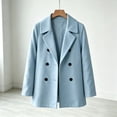 thumbnail image 5 of Jackets for Girls Zaewscy Girls Double‑Breasted Wool Blend Coat Notched Lapel Long Sleeve Kids Casual Wool Outerwear Light Blue 120, 5 of 9