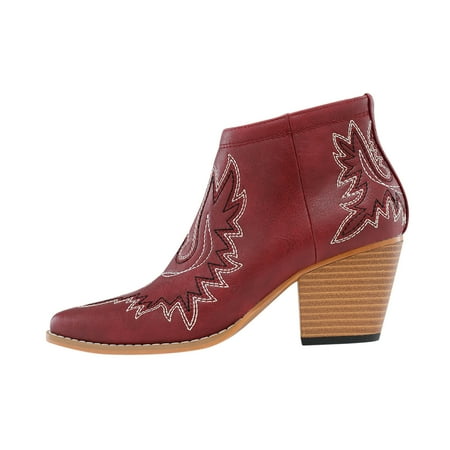 

Fall Savings Clearance Deals 2022! Juebong Women s Boots High Heel Pointed Toe Boots Slip-on Shoes Embroidered Shoes Warm Boots Ankle Boots Winter Casual Women Shoes