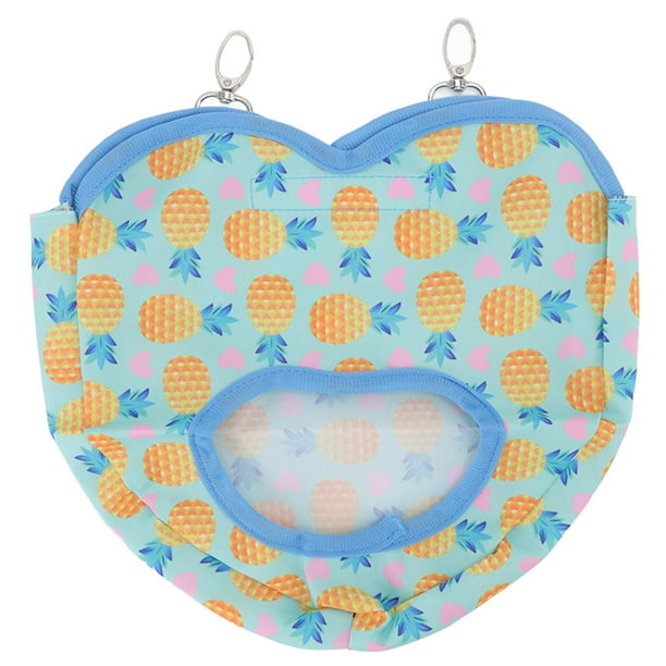 Bolsa alimentadora de heno para conejos, bolsa de alimentación colgante con patrón de corazón de dibujos animados delicados para animales pequeños, conejos, cerdos holandeses, Ananas amarillas