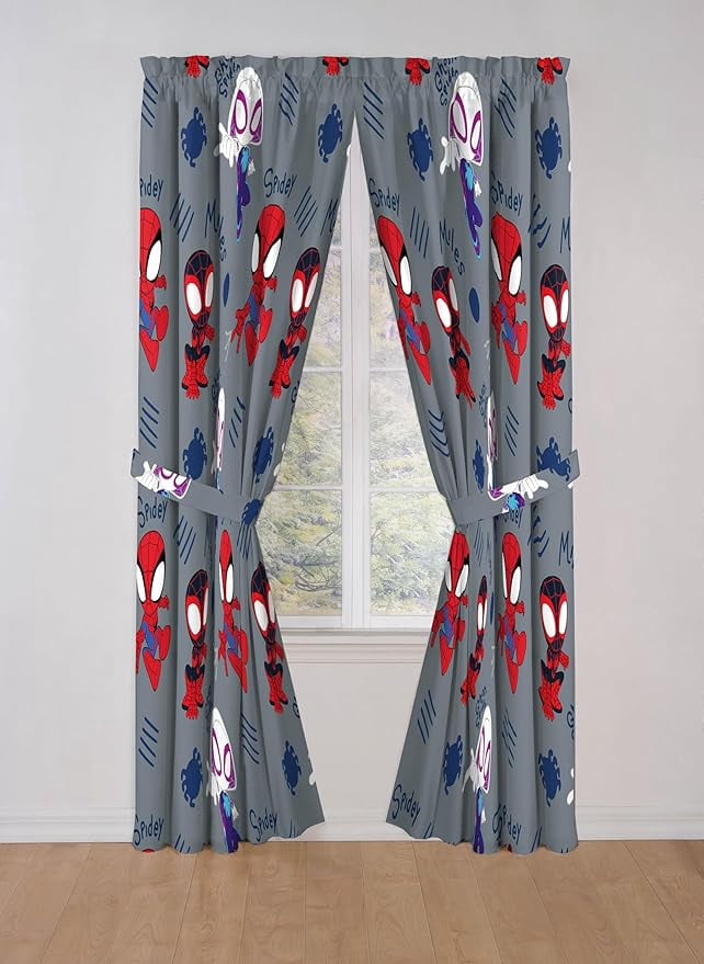 Spidey & His Amazing Friends 3 Heroes 2 Panels Blackout Curtain Set, 84 Inch Long - Window Curtains for Kids