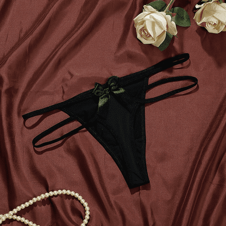 Fulorrnie Underwear for Women No Show G String Seamless High Waisted Panties Thong Banded Waist Elastic Stretchable Panty  Black  M