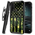 thumbnail image 1 of DALUX V Hybrid Kickstand Holster Phone Case Compatible with Metro TCL 20 XE (2021) 6.52 inch - Green Camo Half US Flag, 1 of 2
