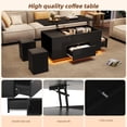 thumbnail image 4 of 39.3*19.6*23.2'' Coffee Table 4-in-1 Height-Adjustable Sofa Table With LED, Coffee Table With 2 Drawers, High-Gloss Table With Sofa And 2 Stools, Side Table With Hidden Storage Space,Black, 4 of 19