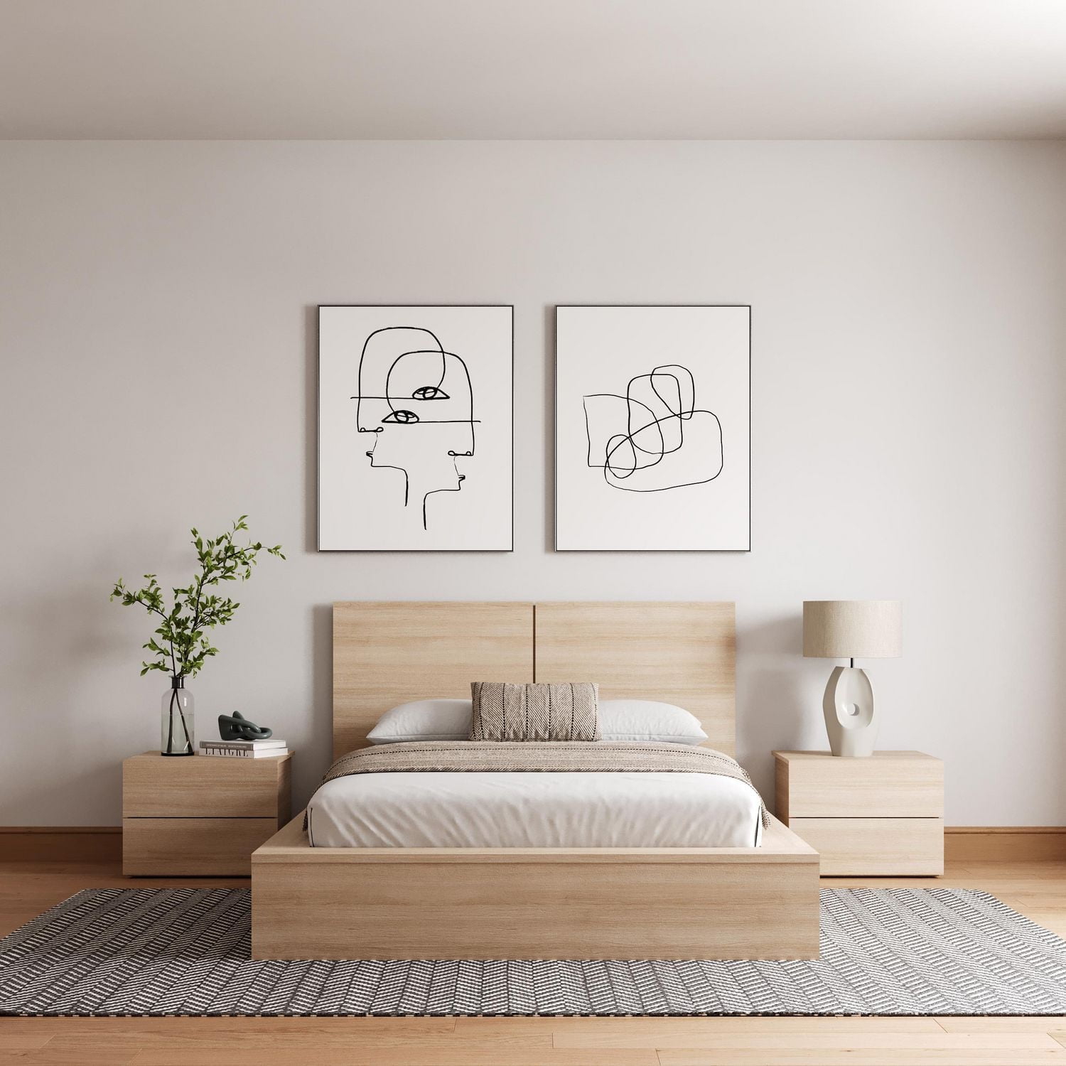 James 4-Piece Bedroom Set with Bed, Headboard and 2 Nightstands