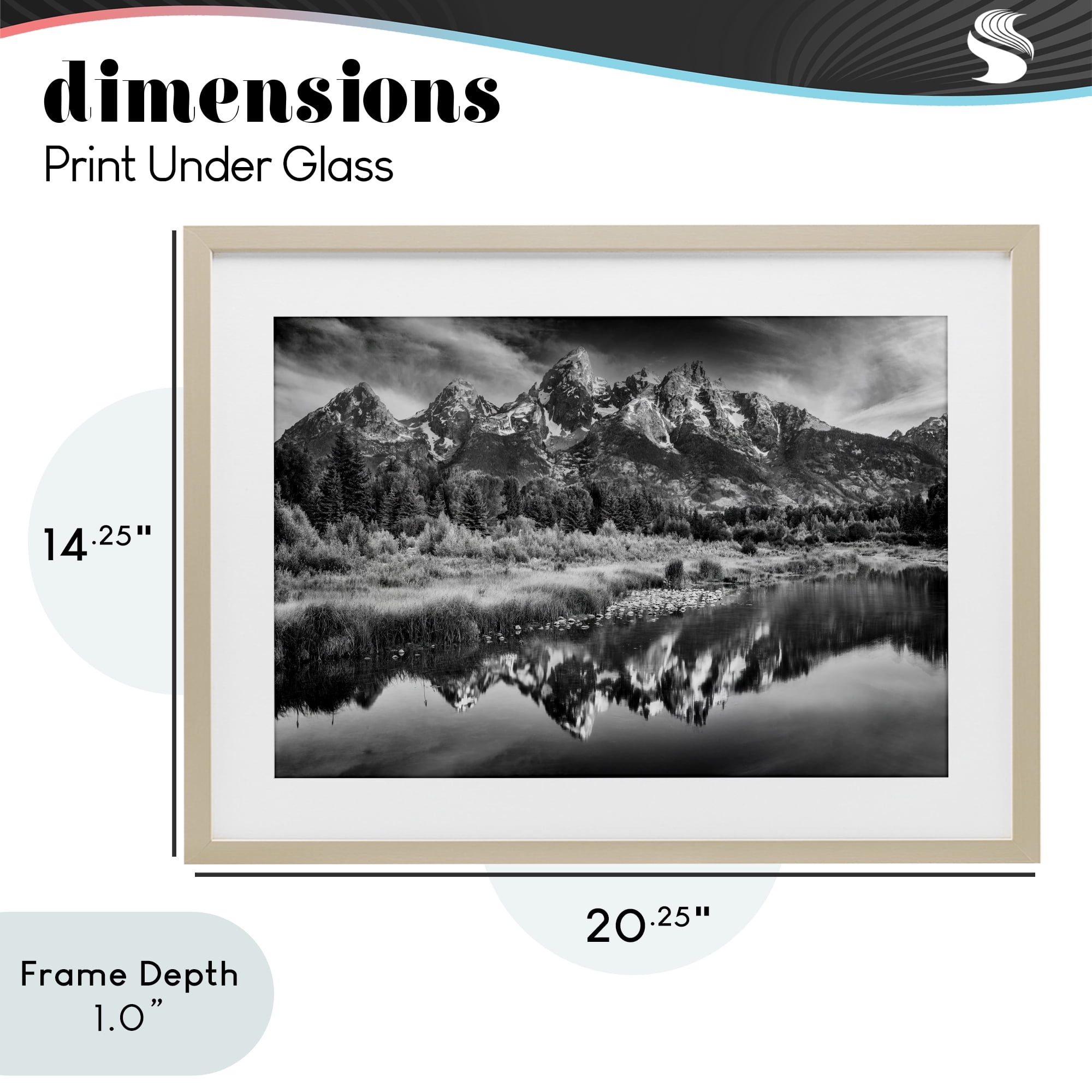 Stupell Industries Teton Mountain Reflections Birch Framed Print Under Glass, design by Rick Berk