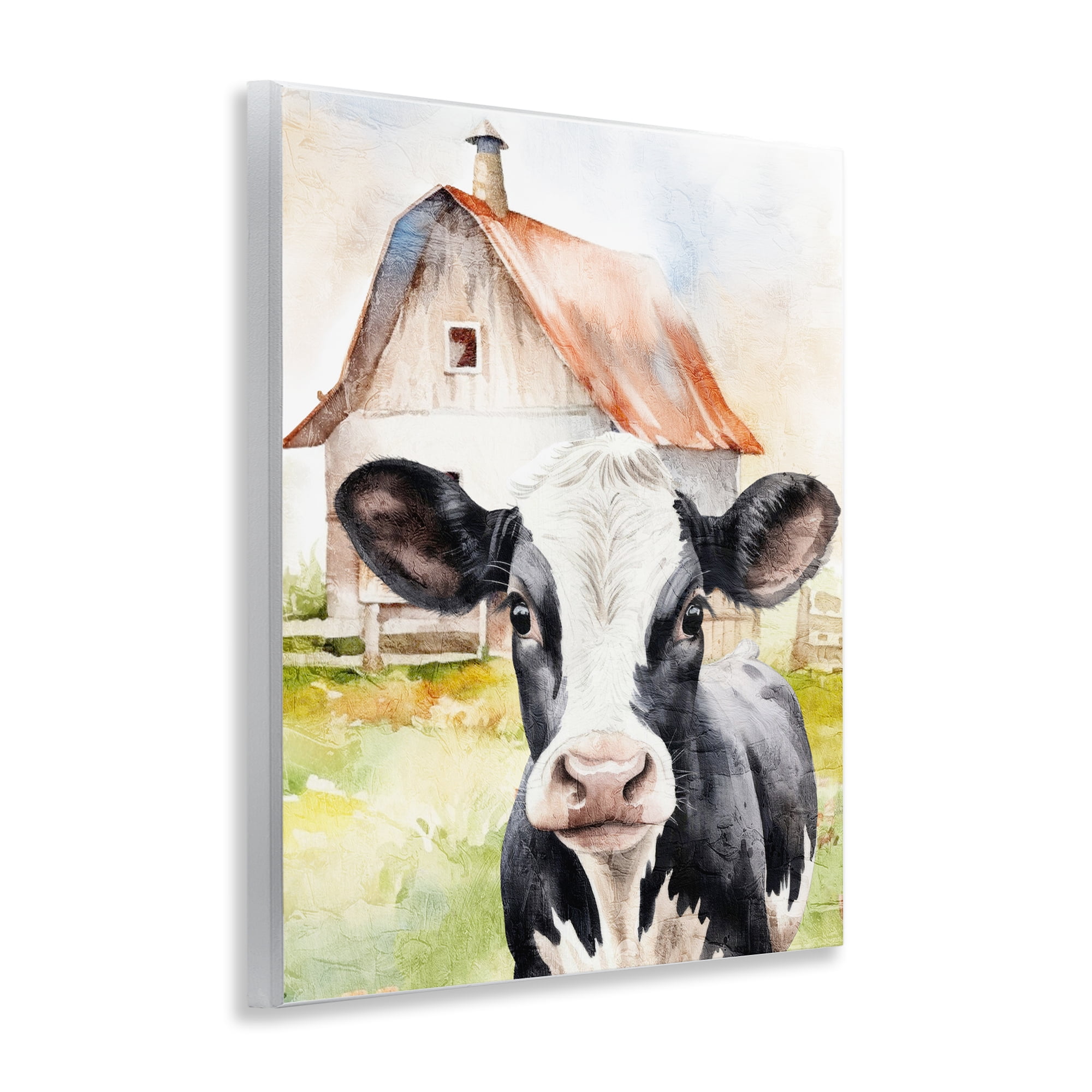 Stupell Industries Cow Little at Farm Animals Painting Unframed Art Print Wall Art, 11 x 14