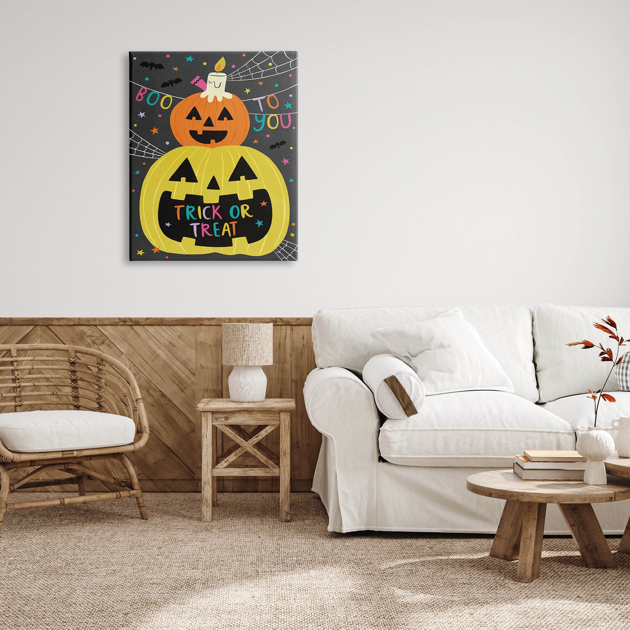 Stupell Industries Boo To You Fun Jack-O-Lanterns Graphic Art Gallery Wrapped Canvas Print Wall Art, Design by Lisa Barlow