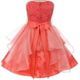 thumbnail image 2 of Big Girls' Sleeveless Shiny Sequined Rhinestones Beaded Pageant Flower Girl Dress Coral 12 (M3B5K7), 2 of 4