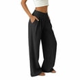thumbnail image 6 of Guluxicc Women's Linen Pants with Pockets Elastic Waist Wide Leg Casual Trousers for Summer Beach Vacation, 6 of 9