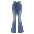 thumbnail image 6 of Women Jeans Jean Pants for Women with Holes Pants Size 12 Control Too Straight for plus Size Women's Flare Bottom Jeans High Waisted Wide Leg Bootcut Stretchy Denim Blue L, 6 of 6