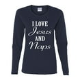 thumbnail image 2 of Wild Bobby I Love Jesus and Naps Inspirational/Christian Women Graphic Long Sleeve Tee, Navy, Medium, 2 of 5