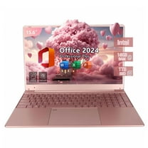 15.6" Business Laptop Office 2024 Windows 11 Pro 16GB RAM 1TB SSD Intel Celeron N5095 Backlit Keyboard Work Laptop Back to School Essentials for Students Rose Gold