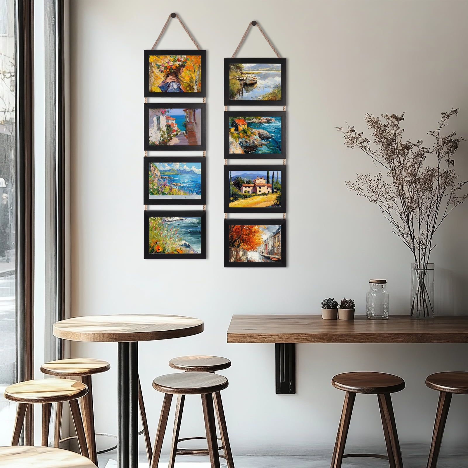 5x7 Picture Frames Collage Set of 2, Black 8 Opening Horizontal Frame for Wall Decor, Gifts for Mom Grandma Women