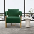thumbnail image 2 of Ts Modern Decorative Chair,Living Room Side Chair with Gold Metal Legs,No Wheels,Suitable for Dressing Area,Reception Room,Office,Teddy Fleece Upholstered Metal Foot Sofa 1Pc Green,Green Teddy, 2 of 8
