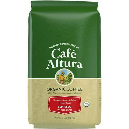 Cafe Altura Organic Coffee Whole Bean Organic Coffee, 5 Pound, Espresso, 80 Oz