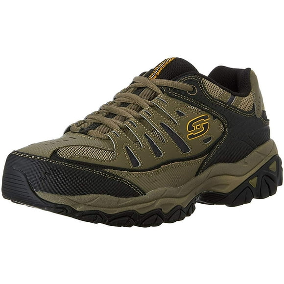 Skechers Sport Espadrilles à Lacets pour Homme Afterburn à Mémoire de Forme, Galet/noir/galet, 11 4E US