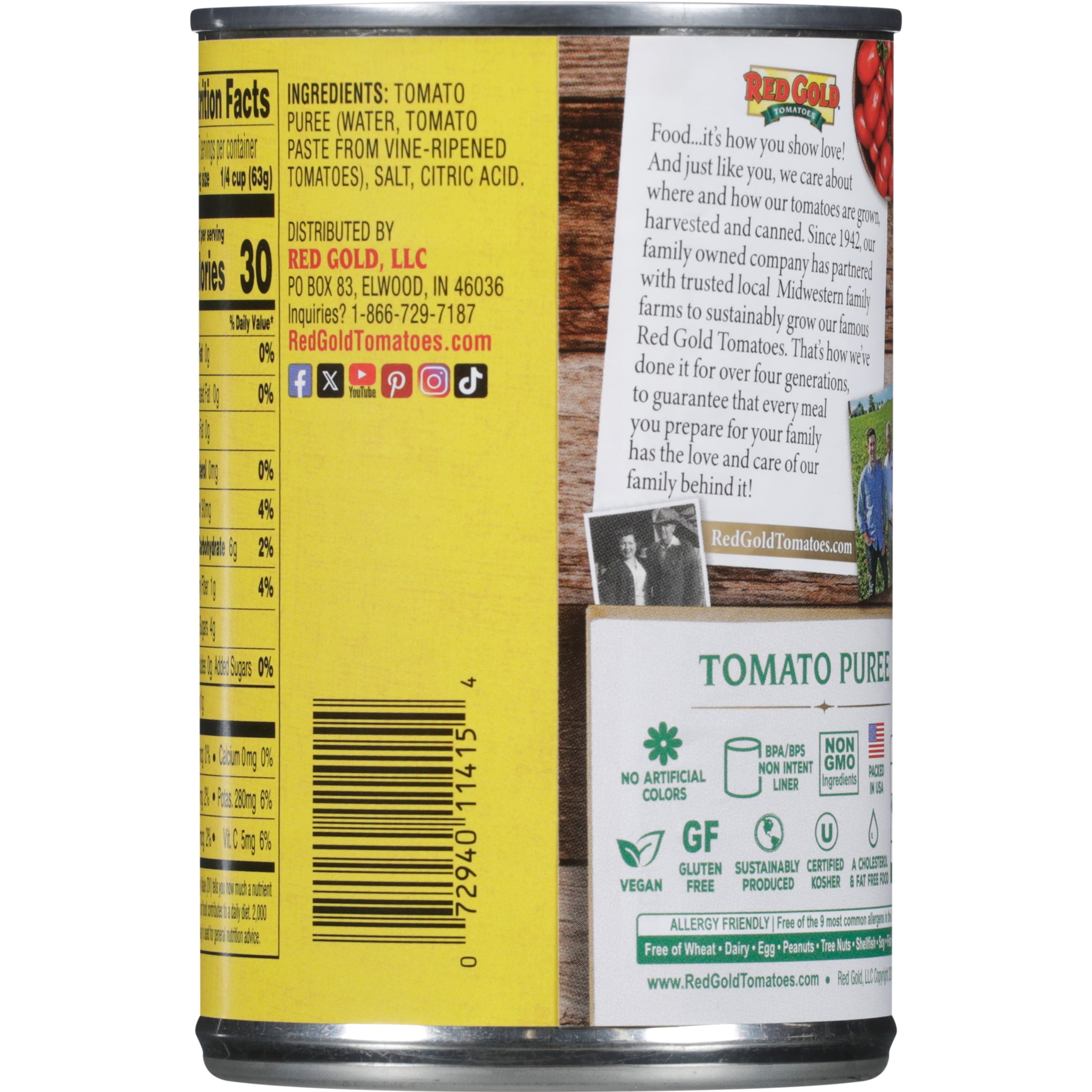 Red Gold Tomato Puree, 15 oz Can