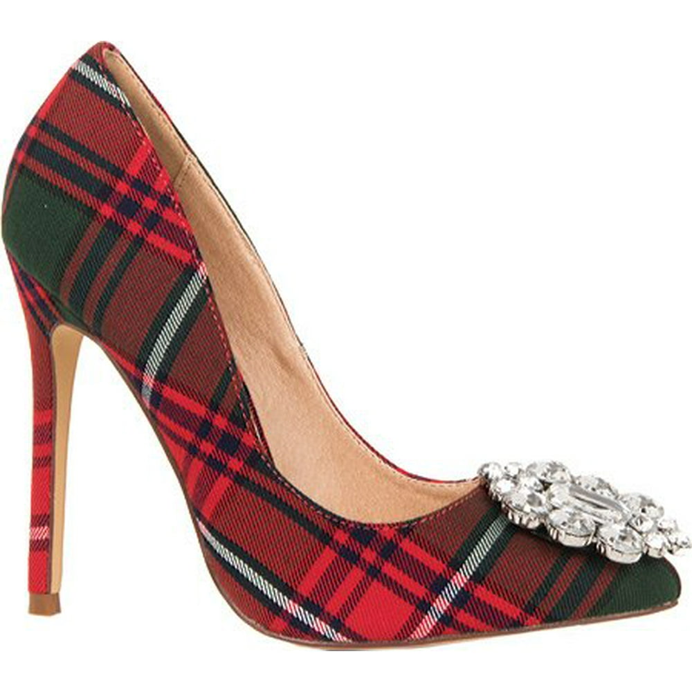 buffalo plaid high heels