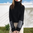 thumbnail image 4 of comerut Women Winter Autumn Sweater Turtleneck Neck Protection Long Sleeve Knitted Warm Thick Soft Pullover Color Block Patchwork Lady Sweater, 4 of 7