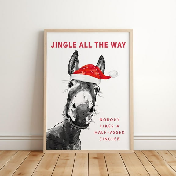 Donkey Winter Art Jingle All The Way Decor Warm Present Vintage UNFRAMED Poster Size 8x12