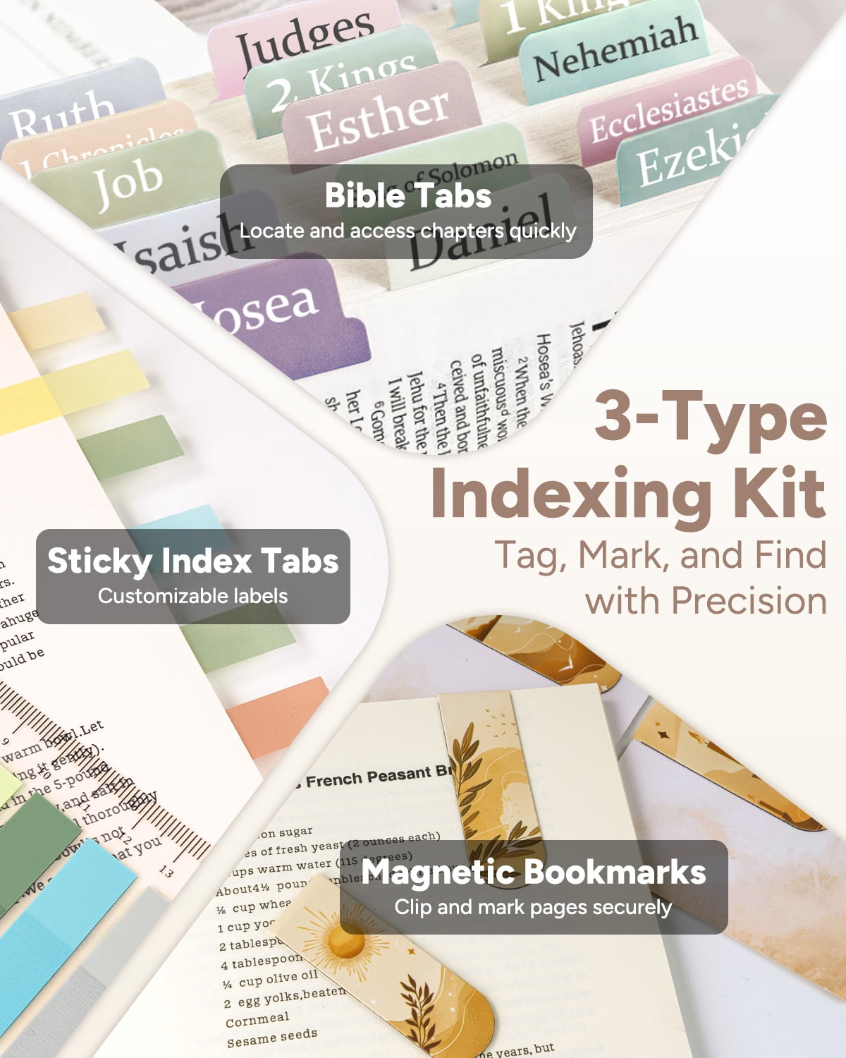 WEMATE 76 PCS Bible Study Supplies with Bible Case, 15 No-Bleed Highlighters, Ballpoint Pens, Washi Tapes, Sticky Notes, Prayer Cards, Annotation Kit for Women College Essentials Christian Gifts